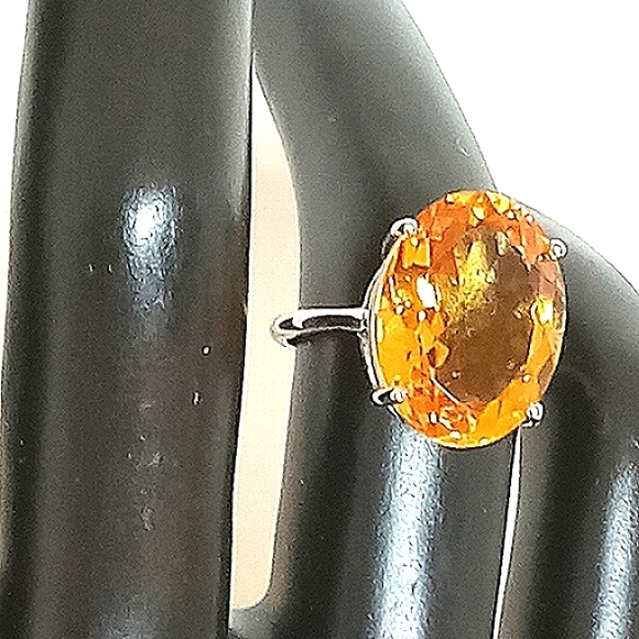925 Sterling Silver Ring Sz 6 with Natural Citrine 16x12mm Gemstone - Picture 6 of 8